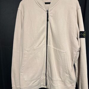 Stone Island Beige Zip-Up Sweater